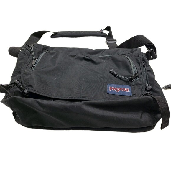 Jansport Medium Crossbody Shoulder Messenger Laptop Tablet Bag Black School - Picture 3 of 13